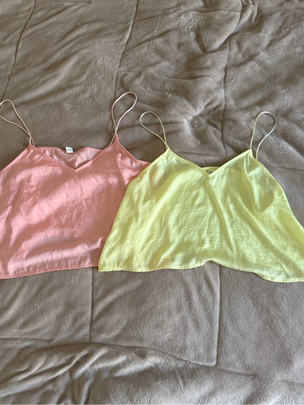 bp Pink & Light Yellow Spaghetti Strap Camisole Tops